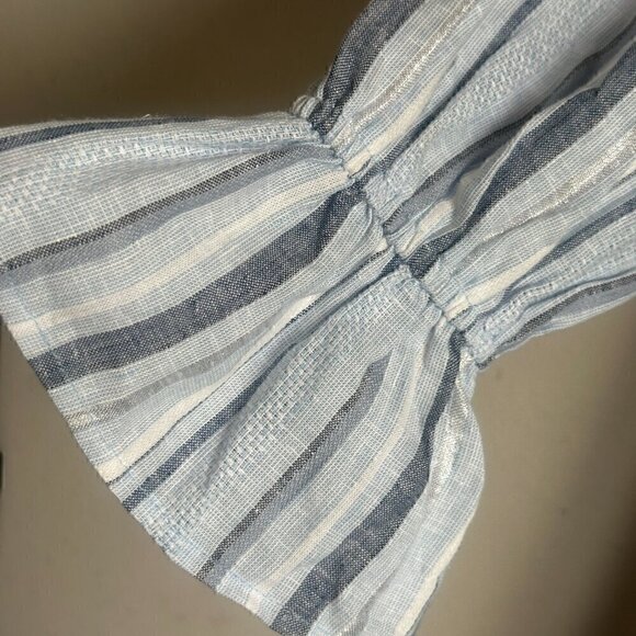 NWT Lane Bryant Linen Blend Off Shoulder Top in Blue, Silver, White - Size 14/16 - Picture 11 of 12